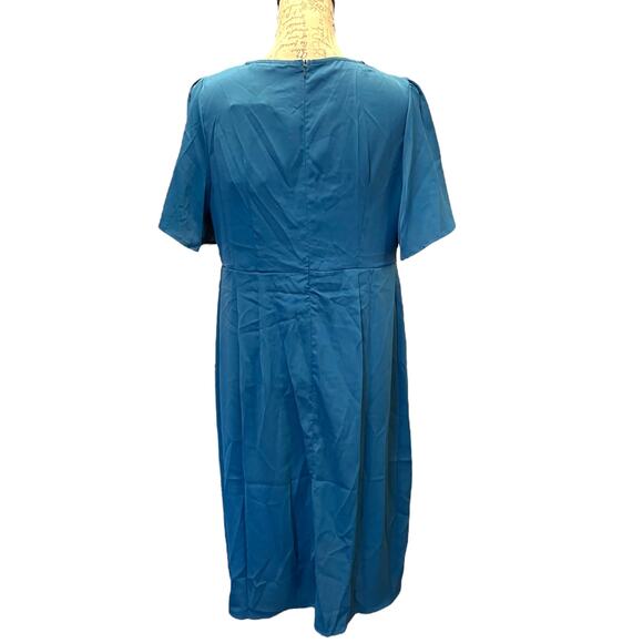 Bloomchic V Neck Faux Wrap Blue Dress Size 10 - Picture 3 of 5